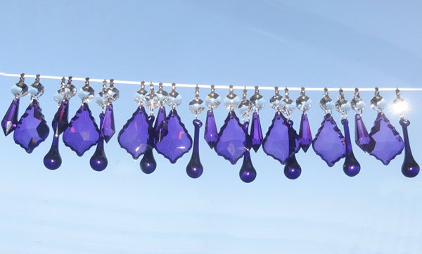24 Purple Chandelier Drops Crystals Beads Cut Glass Droplets Lamp Light Parts Prisms 20