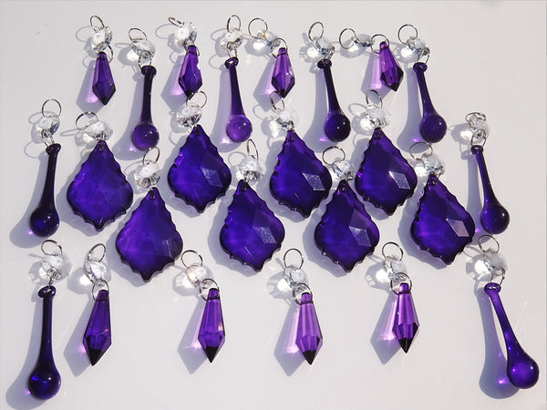 24 Purple Chandelier Drops Crystals Beads Cut Glass Droplets Lamp Light Parts Prisms 1