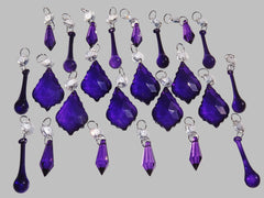 24 Purple Chandelier Drops Crystals Beads Cut Glass Droplets Lamp Light Parts Prisms