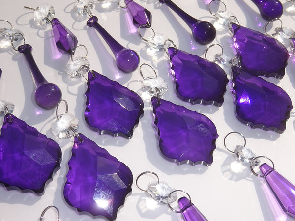24 Purple Chandelier Drops Crystals Beads Cut Glass Droplets Lamp Light Parts Prisms 2