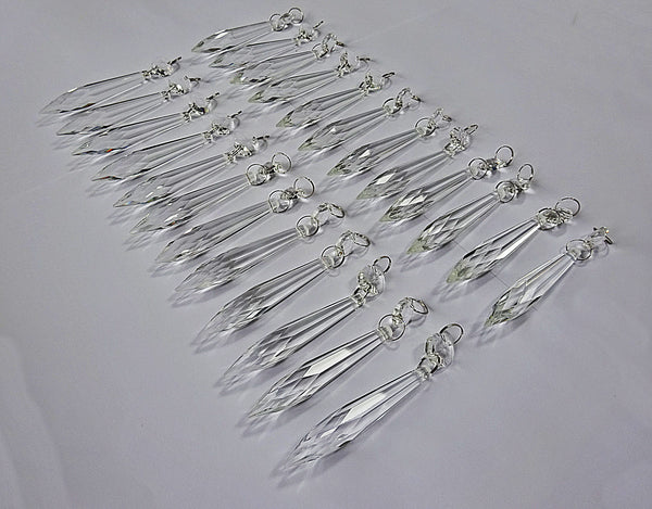1 Clear 3" Pointed Icicles Chandelier Crystals Cut Glass Drops Beads Prisms Droplets - Seear Lights