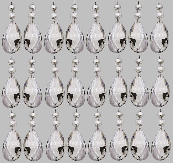 Clear XL 75 mm / 3 Inch Oval Almond Chandelier Crystals Cut Glass Facet Prisms 12