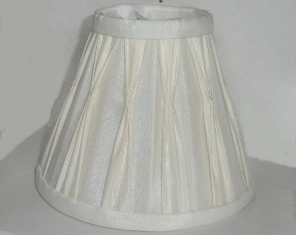Cream Clip On Bulb Candle Lampshade 6 Inch Chandelier Shade Pleated Poly Silk 4