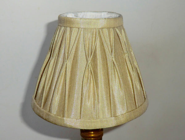 Antique Gold Clip On Candle Lampshade 6 Inch Chandelier Shade Pleated 2