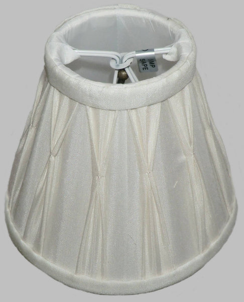 Cream Clip On Bulb Candle Lampshade 6 Inch Chandelier Shade Pleated Poly Silk 5