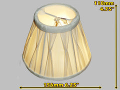 Cream Clip On Bulb Candle Lampshade 6 Inch Chandelier Shade Pleated Poly Silk