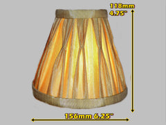 Antique Gold Clip On Bulb Candle Lampshade 6 Inch Chandelier Shade Pleated Poly Silk