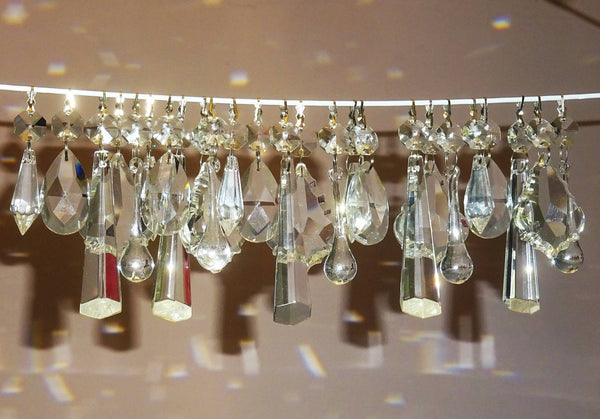 25 Chandelier Drops Clear Cut Glass Crystals Beads Prisms Droplets Lamp Light Parts Tree Decorations 8