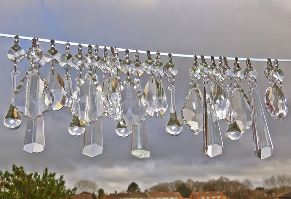 25 Chandelier Drops Clear Cut Glass Crystals Beads Prisms Droplets Lamp Light Parts Tree Decorations 9