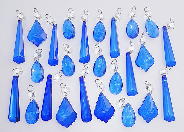25 Royal Blue Chandelier Drops Cut Glass Crystals Beads Prisms Droplets Light Lamp Parts 2