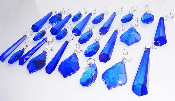 25 Royal Blue Chandelier Drops Cut Glass Crystals Beads Prisms Droplets Light Lamp Parts 4