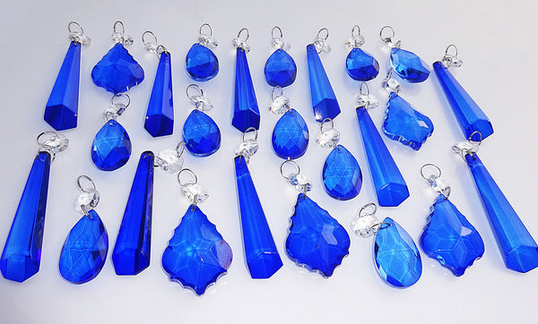 25 Royal Blue Chandelier Drops Cut Glass Crystals Beads Prisms Droplets Light Lamp Parts 6