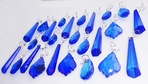 25 Royal Blue Chandelier Drops Cut Glass Crystals Beads Prisms Droplets Light Lamp Parts 9
