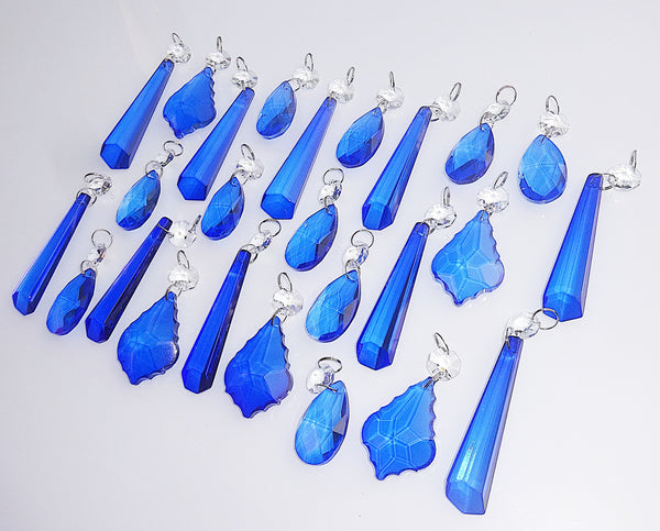 25 Royal Blue Chandelier Drops Cut Glass Crystals Beads Prisms Droplets Light Lamp Parts 11
