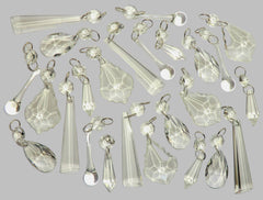 25 Chandelier Drops Clear Cut Glass Crystals Beads Prisms Droplets Lamp Light Parts Tree Decorations colourless