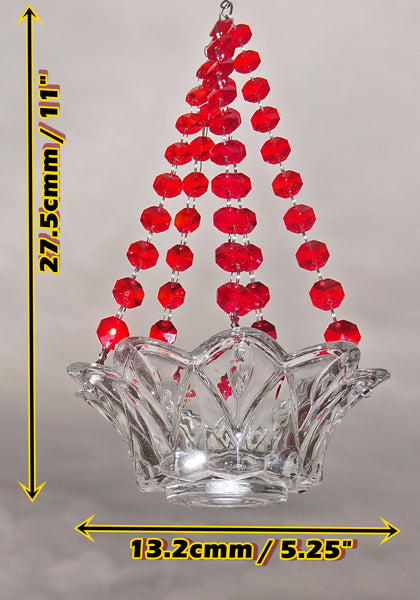 Red Glass Chandelier Tea Light Candle Holder Wedding Event or Garden Feature 2