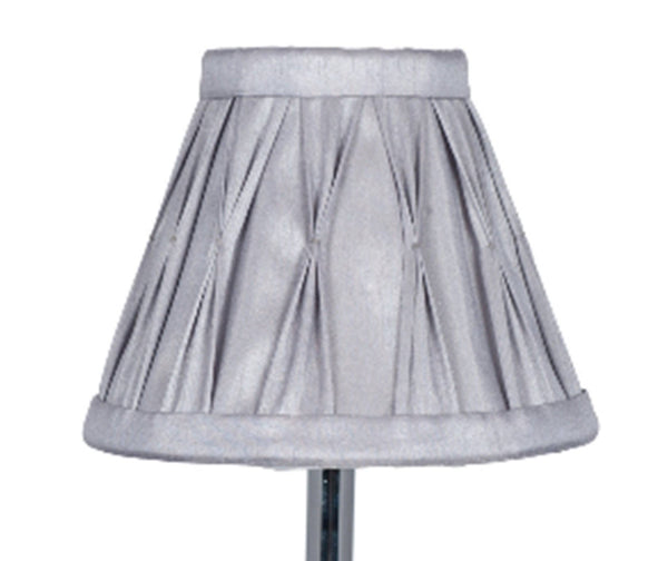 Grey Clip On Bulb Candle Lampshade 6 Inch Chandelier Shade Pleated Poly Silk 4