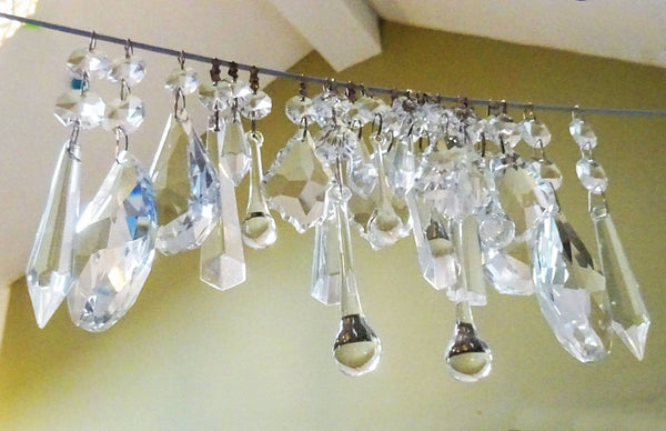 24 Chandelier Drops Crystals Cut Glass Beads XL Droplets & Standard Clear Prisms Hanging Pendants 3