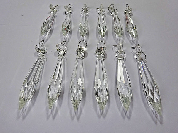 12 Clear 76 mm 3" Icicle Chandelier Crystals Drops Beads Droplets Christmas Decorations 10