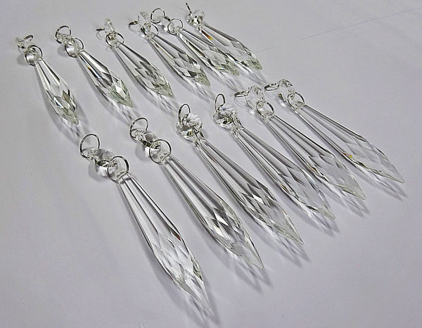 12 Clear 76 mm 3" Icicle Chandelier Crystals Drops Beads Droplets Christmas Decorations 12