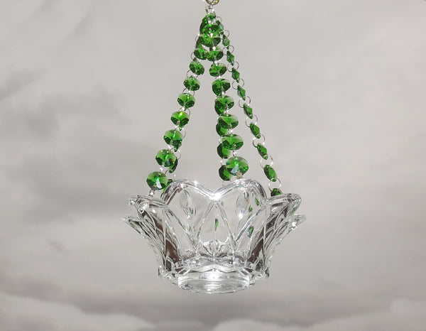 Emerald Green Glass Chandelier Tea Light Candle Holder Wedding Event or Garden Feature 6