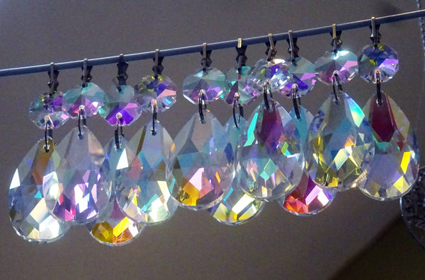 12 Aurora Borealis AB Oval 37mm 1.5" Chandelier Crystals Drops Beads Droplets Christmas Decorations 9