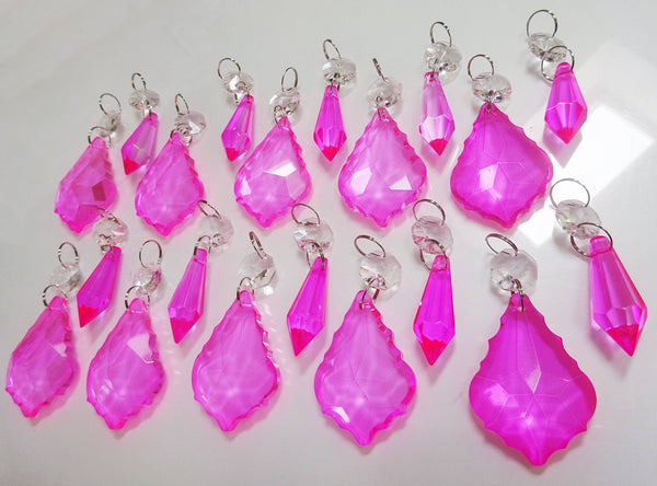 20 Hot Pink Chandelier Drops Crystals Droplets Beads Cut Glass Prisms Lamp Light Parts Drops 11