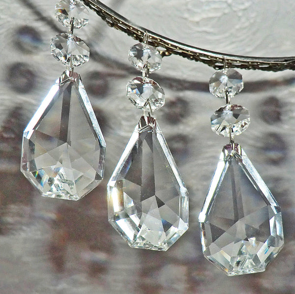 Clear XL Square Oval 62 mm / 2.5" Chandelier Crystals Cut Glass Drops Facet Prisms Chain Droplets 7