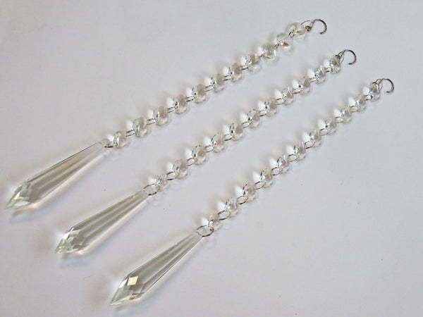1 Chain Strand Clear Glass Torpedo Icicle 13" Chandelier Drops Crystals Beads Garland 4