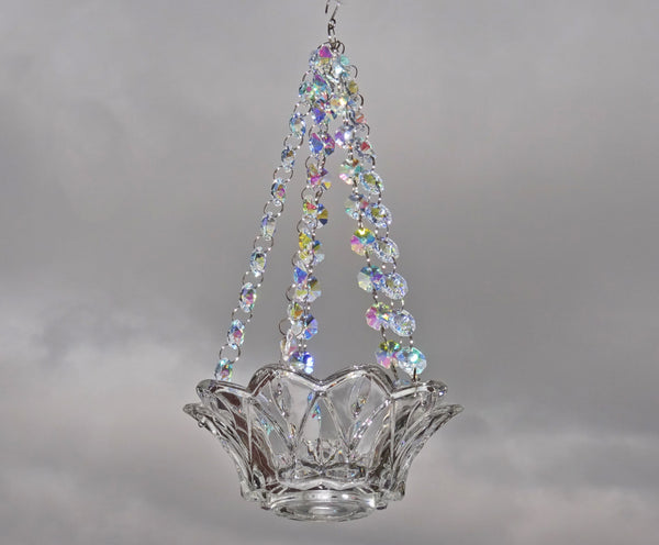 Aurora Borealis AB Glass Chandelier Tea Light Candle Holder Wedding Event or Garden Feature 12