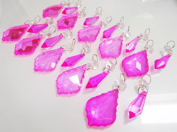 20 Hot Pink Chandelier Drops Crystals Droplets Beads Cut Glass Prisms Lamp Light Parts Drops 3