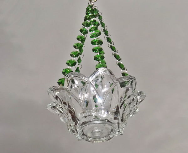 Emerald Green Glass Chandelier Tea Light Candle Holder Wedding Event or Garden Feature 4