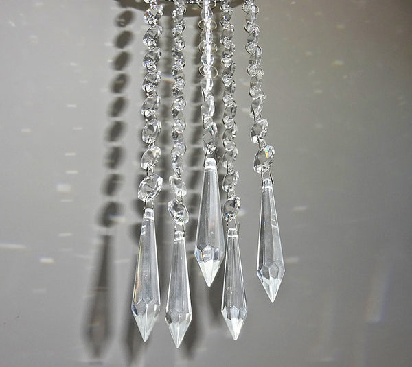 1 Chain Strand Clear Glass Torpedo XL 13.4 inch Chandelier Drops Crystals Beads Garland 6