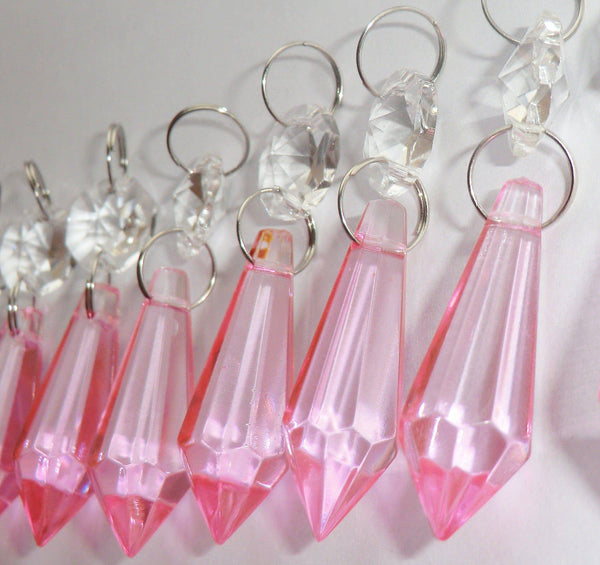 Rose Pink Cut Glass Torpedo 37 mm 1.5" Chandelier Crystals Drops Beads Droplets Light Parts 2