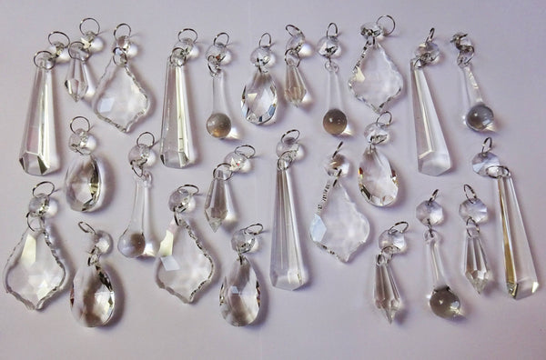 25 Chandelier Drops Clear Cut Glass Crystals Beads Prisms Droplets Lamp Light Parts Tree Decorations 2