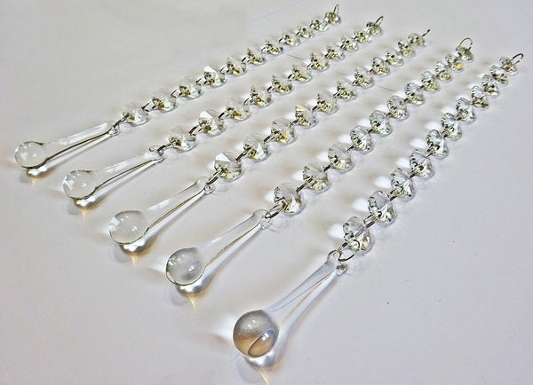 1 Chain Strand Clear Glass Teardrop Orb 11" Chandelier Drops Crystals Beads Garland 8