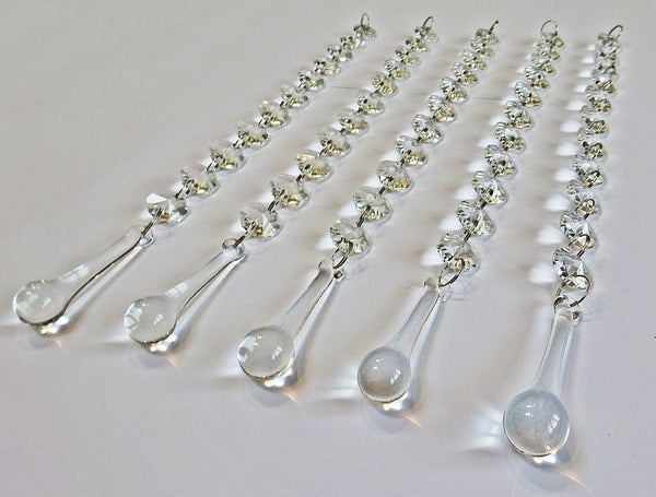 1 Chain Strand Clear Glass Teardrop Orb 11" Chandelier Drops Crystals Beads Garland 10