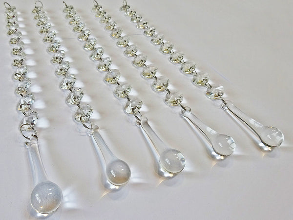 Clear Glass Teardrop Orbs 275 mm / 11 inch Chandelier Chain of Drops Crystals Beads Garland Pendant Decoration 41 Chain Strand Clear Glass Teardrop Orb 11" Chandelier Drops Crystals Beads Garland 6