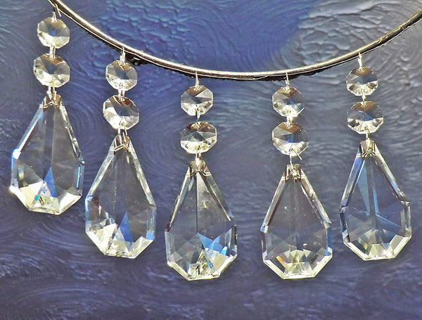Clear XL Square Oval 62 mm / 2.5" Chandelier Crystals Cut Glass Drops Facet Prisms Chain Droplets 5