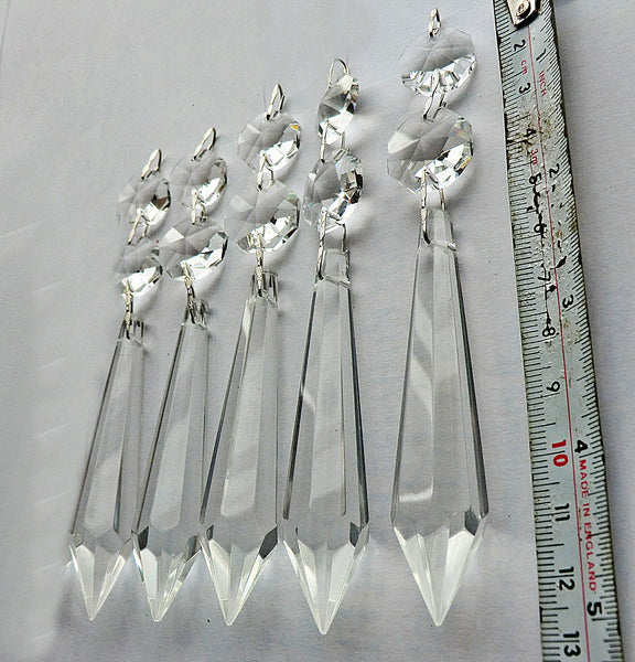 Clear XL Torpedo 3" Icicle Chandelier Droplets Crystals Cut Glass Drops Transparent Prisms Beads 4