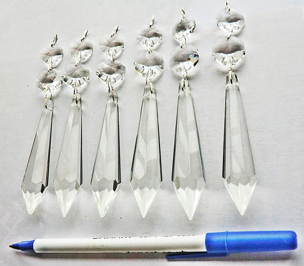 Clear XL Torpedo 3" Icicle Chandelier Droplets Crystals Cut Glass Drops Transparent Prisms Beads 5
