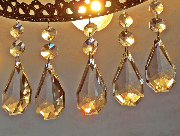 Clear XL Square Oval 62 mm / 2.5" Chandelier Crystals Cut Glass Drops Facet Prisms Chain Droplets 3