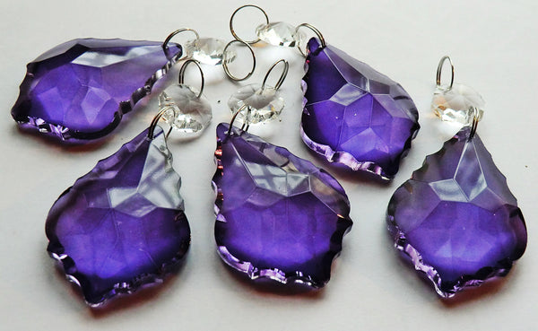 Purple Cut Glass Leaf 50 mm 2" Chandelier Crystals Drops Beads Droplets Light Lamp Parts 4