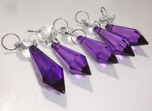 Purple Cut Glass Torpedo 37 mm 1.5" Chandelier Crystals Drops Beads Droplets Light Parts 2