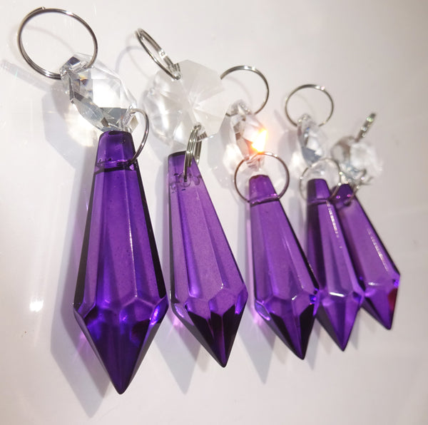 Purple Cut Glass Torpedo 37 mm 1.5" Chandelier Crystals Drops Beads Droplets Light Parts 3