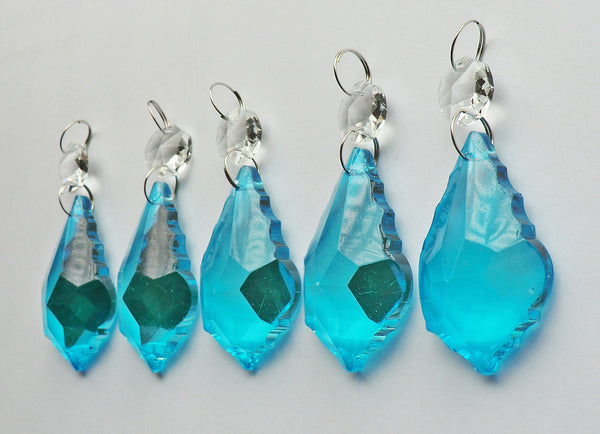 Teal Blue Cut Glass Leaf 50 mm 2" Chandelier Crystals Drops Beads Droplets Light Lamp Parts 4