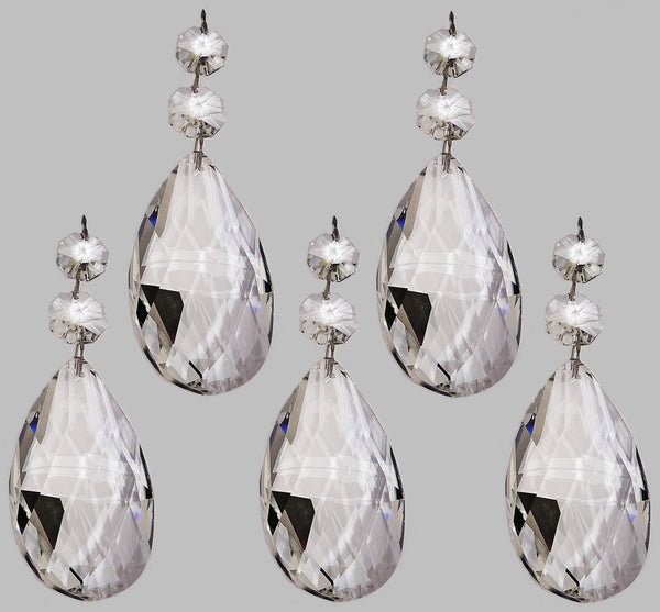 Clear XL 75 mm / 3 Inch Oval Almond Chandelier Crystals Cut Glass Facet Prisms 4