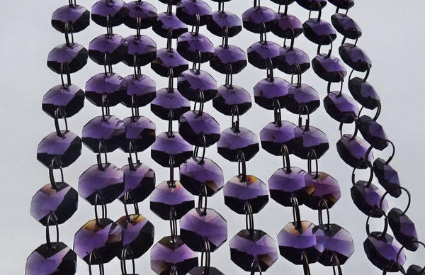 10 Strands Purple 14mm Octagon Chandelier Drops Glass Crystals 2m Garland Beads Droplets - Seear Lights