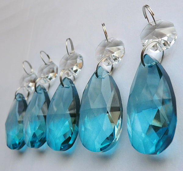 Teal Blue Cut Glass Oval 37 mm 1.5" Chandelier Crystals Drops Beads Droplets Light Parts 4