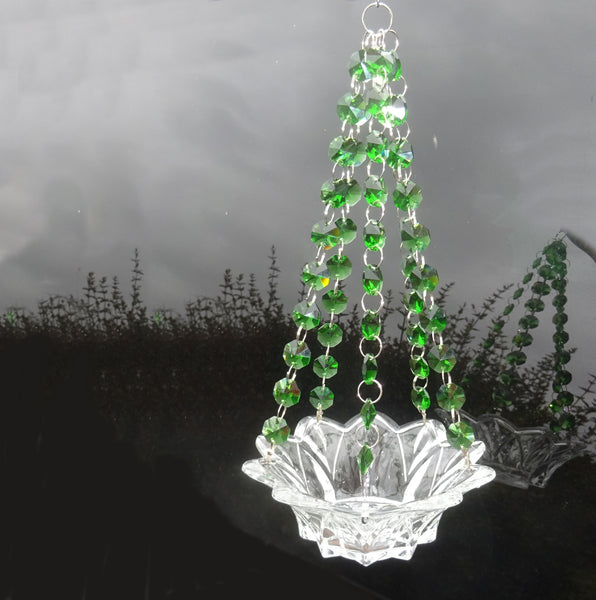 Emerald Green Glass Chandelier Tea Light Candle Holder Wedding Event or Garden Feature 5